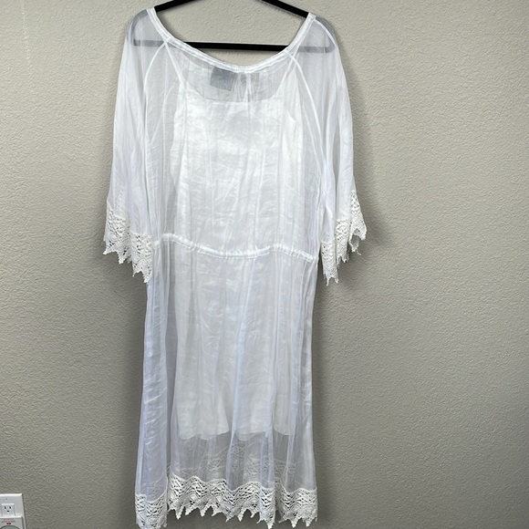 NWT Loewe Macrame Trim Sheer Midi Dress White Bridal Organza Sz 38 - Picture 9 of 16